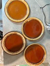 Pratos de esmalte vintage de cerâmica marrom gotejamento 7" grés rústico à prova de forno MCM conjunto de 4 comprar usado  Enviando para Brazil