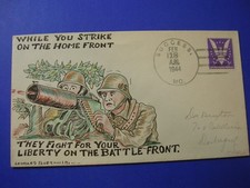 FUNDA PATRIÓTICA SEGUNDA GUERRA MUNDIAL LEONARD BORKOWSKI PINTADA A MANO ORIGINAL RARA FIRMADA segunda mano  Embacar hacia Mexico