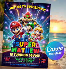 Convite de festa de aniversário Super Mario Bros – Modelo editável do Canva comprar usado  Enviando para Brazil