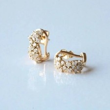 Usado, Brincos de argola adoráveis folheados a ouro amarelo 14K com corte redondo simulado de diamante 1,20 ct comprar usado  Enviando para Brazil