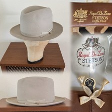 Chapéu Fedora 1950 Stetson ROYAL DE LUXE OPEN ROAD 7 1/4 Vestido Ocidental Antigo Anos 50, usado comprar usado Chapéu Fedora 1950 Stetson ROYAL DE LUXE OPEN ROAD 7 1/4 Vestido Ocidental Antigo Anos 50, usado comprar usado  Enviando para Brazil