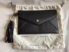 Usado, Isaac Mizrahi envelope de couro pebbled preto embreagem com borla e bolsa de pó comprar usado  Enviando para Brazil