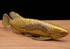 Figura antiga japonesa ornamento cobre bronze peixe Arowana 28cm/11" comprar usado  Enviando para Brazil