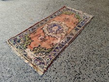 Tapete turco vintage 3x6,5 pés | Rosa pastel lavanda | Tapete de lã feito à mão comprar usado  Enviando para Brazil