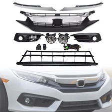 Conjunto de 8 peças grade dianteira superior inferior inferior/faróis de neblina/molduras para Honda Civic Sedan 2016-18, usado comprar usado  Enviando para Brazil