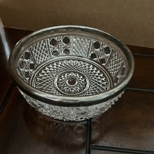 Usado, Tigela de frutas vintage FB Rogers italiana vidro cristal chumbo salada aro banhado a prata  comprar usado  Enviando para Brazil