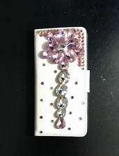 Capa carteira couro branco flip diamante cristal flor rosa para iPod Touch 5/6 comprar usado  Enviando para Brazil