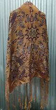 Xale antigo de seda para piano roxo e dourado bordado à mão jacquard franja vintage comprar usado  Enviando para Brazil