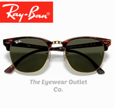 Używany, Wyświetlacz sklepowy Rayban Clubmaster Tortoise RB3016 zielony G15 obiektyw męski / damski 51mm na sprzedaż  Wysyłka do Poland