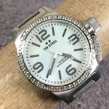 Relógio de quartzo TW Steel Cantine feminino mostrador esfregão data pavê tom prata 7 1/4" comprar usado  Enviando para Brazil