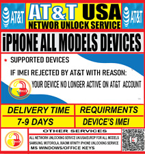 iPHONE todos os modelos | DISPOSITIVO NÃO MAIS ATIVO NO SERVIÇO DE DESBLOQUEIO DE CONTA AT&T EUA comprar usado  Enviando para Brazil