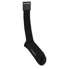 Meias DOLCE & GABBANA logotipo viscose preta sobre a panturrilha acessório p. etiqueta L 60usd comprar usado  Enviando para Brazil