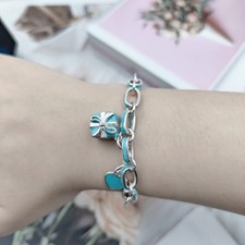 Ţĭffăńŷ & Ćŏ. Pulseira feminina azul com fecho de anel coração azul caixa de presente comprar usado  Enviando para Brazil