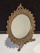 Armação de espelho oval de bronze início de 1900 estilo eduardiano com trevo/trevos cavalete 10", usado comprar usado  Enviando para Brazil