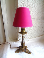Abajur de mesa francês base latão cristais com sombra de tecido decoração vintage comprar usado  Enviando para Brazil