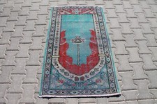 Tapete de lã azul turco 2x4 pés - Tapete de oração tribal vintage tecido à mão da Anatólia comprar usado  Enviando para Brazil