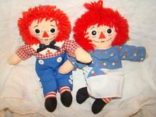 Lote de 2 muñecas Raggedy Ann & Andy Cloth Rag 1987 13" de colección segunda mano  Embacar hacia Mexico