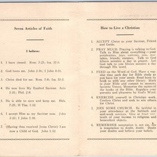 Tarjeta religiosa guía de oración de siete artículos de fe de la iglesia cristiana de la década de 1940 7B segunda mano  Embacar hacia Mexico