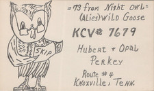 Rádio CB QSL cartão postal coruja quadrinhos Hubert Opal Perkey década de 1960 Knoxville Tennessee, usado comprar usado  Enviando para Brazil