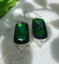 Brincos pendurados facetados de pedra preciosa verde escura feita à mão com gota comprar usado  Enviando para Brazil