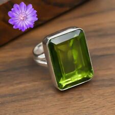 Anel de prata esterlina 925 com pedra preciosa peridoto verde feito à mão anel de joia para presente comprar usado  Enviando para Brazil