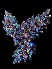 Broche Crown Trifari Declaração Heliotrópio Strass Azul Roxo Verde  comprar usado Broche Crown Trifari Declaração Heliotrópio Strass Azul Roxo Verde  comprar usado  Enviando para Brazil