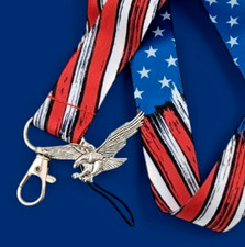 CORDÃO BANDEIRA DOS EUA charme águia careca estrelas americanas listras chaveiro alça de pescoço V6 comprar usado  Enviando para Brazil