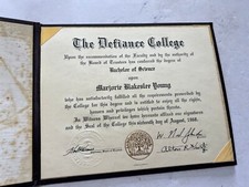 vintage 1968 DEFIANCE COLLEGE OH bacharelado em ciências DIPLOMA marjorie young comprar usado  Enviando para Brazil