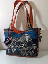 Bolsa tote LAUREL BURCH Doggies colorida de lona com zíper espelho medalha comprar usado  Enviando para Brazil