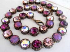 Colar de strass multicolorido opala ametista em bronze estilo antigo joias comprar usado  Enviando para Brazil