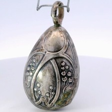 Pingente de prata esterlina vintage chocalho grande oval em forma de ovo, usado comprar usado  Enviando para Brazil