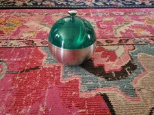 Vintage Moderno Era Espacial Aço Inoxidável Tampa Verde Cúpula Isolada Balde de Gelo Bar comprar usado  Enviando para Brazil