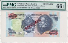 Usado, Banco Central Uruguay 50 Nuevos Peoso ND (1988-98) espécime PMG 66EPQ comprar usado  Enviando para Brazil