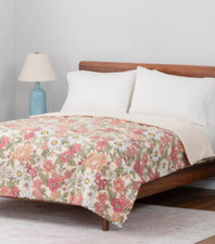 Cobertor alternativo Berkshire Herringbone microfibra duplo rosa floral, usado comprar usado  Enviando para Brazil