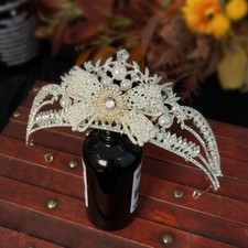 Tiara coroa de formatura rainha casamento pérola cristal arco flor grande 5 cm de altura, usado comprar usado  Enviando para Brazil