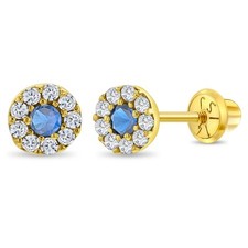 Brincos de ouro 14k CZ Burst crianças/crianças/meninas parafuso de segurança traseiro comprar usado  Enviando para Brazil