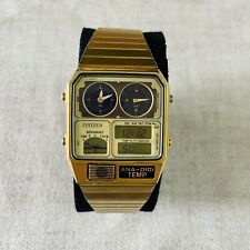 Citizen Vintage 80s ANA-DIGI TEMP Quartz Watch With Box Gold Plated Working Well comprar usado  Enviando para Brazil