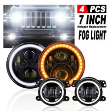 Faróis de LED de 7 polegadas combo de luzes de neblina seta para Jeep Liberty 2003-2007 comprar usado  Enviando para Brazil