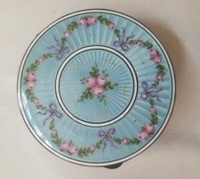 Alemanha Sterling Guilloche linda caixa de cômoda esmaltada rosa azul com tampa comprar usado  Enviando para Brazil