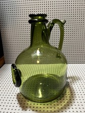 Jarro de vidro verde soprado à mão vintage, jarro, decantador com alça Exc.Co., usado comprar usado  Enviando para Brazil