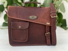Bolsa satchel de couro de alta qualidade vintage grande 18 polegadas bolsa para notebook, usado comprar usado  Enviando para Brazil