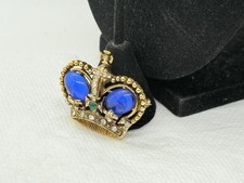 Antigo. BROCHE AZUL OVAL GRIPOIX STRASS E TOM DOURADO COROA REAL/COROAÇÃO 490 comprar usado  Enviando para Brazil