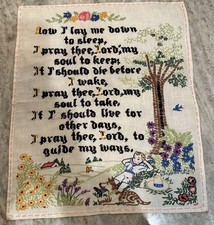 Usado, Banner bordado "Agora eu me deito para dormir" oração infantil Crewel trabalho comprar usado  Enviando para Brazil