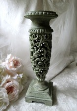 Castiçal ornamentado esculpido musgo sálvia pátina, país francês, gasto, chippy, rústico comprar usado  Enviando para Brazil