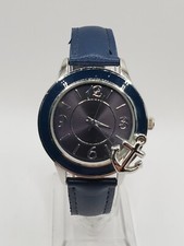 Relógio de quartzo náutico feminino 34 mm redondo tom prata couro sintético marinho, usado comprar usado  Enviando para Brazil