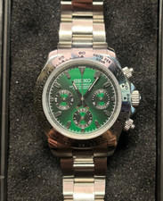 Seiko Mod cronógrafo Daytona verde prata / movimento VK63 comprar usado  Enviando para Brazil