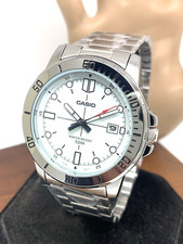 Relógio masculino Casio MTP-VD01 quartzo analógico mostrador branco prata aço inoxidável 5058 comprar usado  Enviando para Brazil