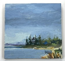 Pintura a óleo sobre tela J R Baldini Plein Air pôr do sol Sturgeon Bay Wisconsin 3x3” comprar usado  Enviando para Brazil