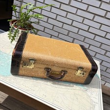 Mala vintage anos 40 tweed JCE com acabamento em couro comprar usado  Enviando para Brazil