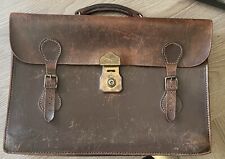 Vintage leather briefcase for sale  BATLEY